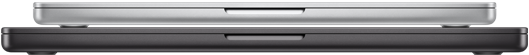 14 Zoll MacBook Pro, Silber, zugeklappt, 16 Zoll MacBook Pro, Space Schwarz, zugeklappt