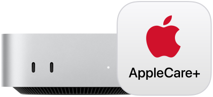 Vorderansicht eines Mac mini in Silber und AppleCare+