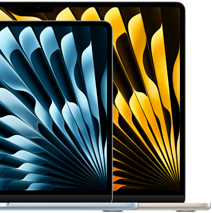 Zwei MacBook Air Laptops zeigen die Größenrelationen der Displays: 13.6