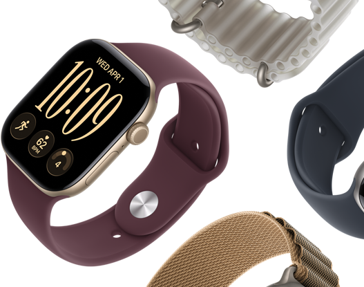 Apple Watch Series 11 Armbänder: Sportarmband Nebelviolett, Ocean Armband Maritimblau, Alpine Loop Hellblau