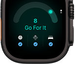 Apple Watch Ultra 4, Titangehäuse, Farbe Schwarz, Tagesformwert 8, rechte Seitenansicht, Digital Crown, erhöhte Seitentaste