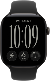 Apple Watch Series 12, Aluminiumgehäuse, Farbe Schwarz, Flow Zifferblatt, Sportarmband, Farbe Schwarz