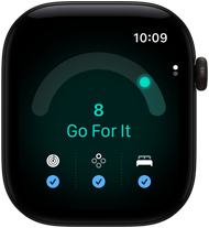 Apple Watch Series 12, Aluminiumgehäuse, Farbe Schwarz, Tagesformwert 8, rechte Seitenansicht, Digital Crown