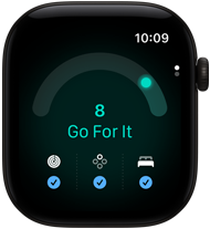 Apple Watch Series 12, Aluminiumgehäuse, Farbe Schwarz, Tagesformwert 8, rechte Seitenansicht, Digital Crown