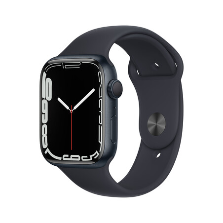 Apple Watch Series 7 GPS, Aluminium mitternacht, 45 mm mit Sportarmband, mitternacht&gt;