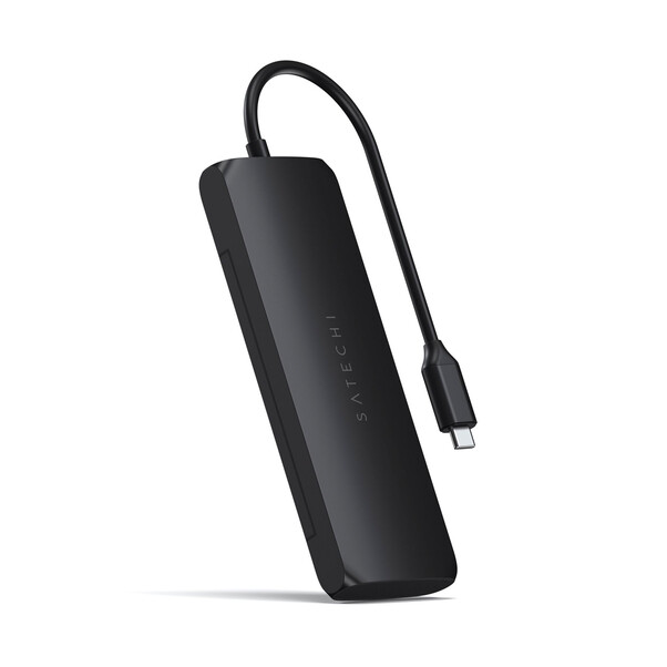 Satechi USB-C Hybrid Mulitport Adapter mit SSD Gehäuse, schwarz