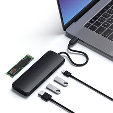 Satechi USB-C Hybrid Mulitport Adapter mit SSD Gehäuse, schwarz