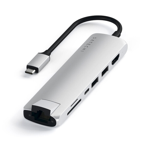 Sie sehen das Produktbild 01 von Satechi Type-C Multi-Port 4K, Ethernet Slim Hub, silber Satechi Type-C Multi-Port 4K, Ethernet Slim Hub, silber