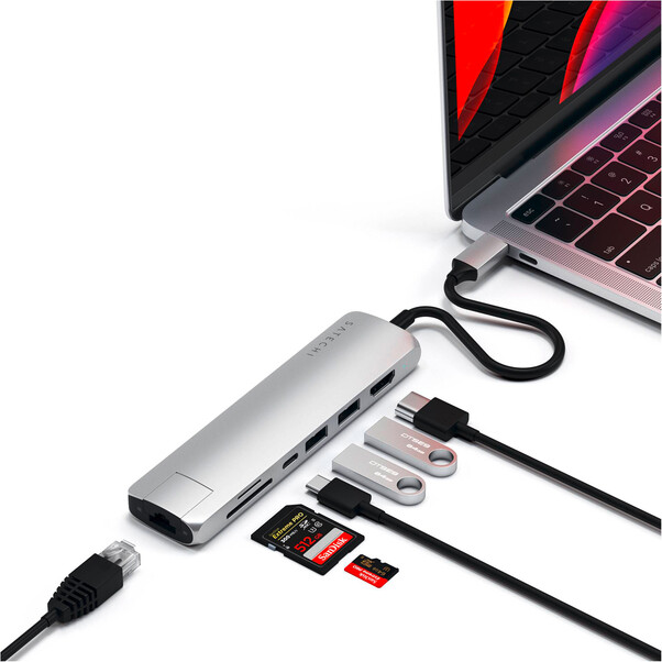 Sie sehen das Produktbild 03 von Satechi Type-C Multi-Port 4K, Ethernet Slim Hub, silber Satechi Type-C Multi-Port 4K, Ethernet Slim Hub, silber