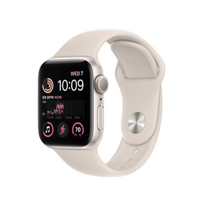 Apple Watch SE GPS, Aluminium polarstern, 44 mm mit Sportarmband, polarstern&amp;gt;