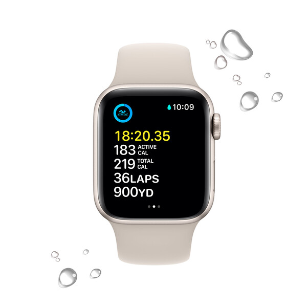 Apple Watch SE GPS, Aluminium polarstern, 44 mm mit Sportarmband, polarstern>