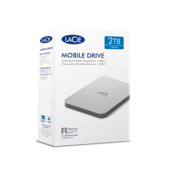 LaCie Mobile Drive V2, 2TB, Moon Silver