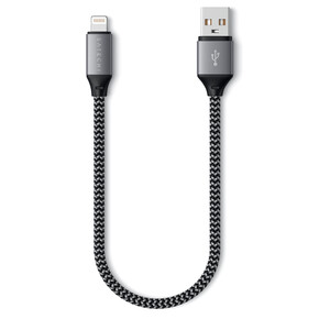 Sie sehen das Produkt Satechi USB-A zu Lightning Kabel 25cm, space grau, Produktbild: 01 Satechi USB-A zu Lightning Kabel 25cm, space grau