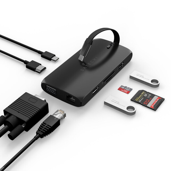 Satechi Type-C On-the-Go Multiport Adapter, schwarz
