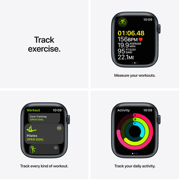 Apple Watch Series 7 GPS, Aluminium mitternacht, 45 mm mit Sportarmband, mitternacht&gt;