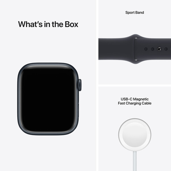Apple Watch Series 7 GPS, Aluminium mitternacht, 45 mm mit Sportarmband, mitternacht&gt;
