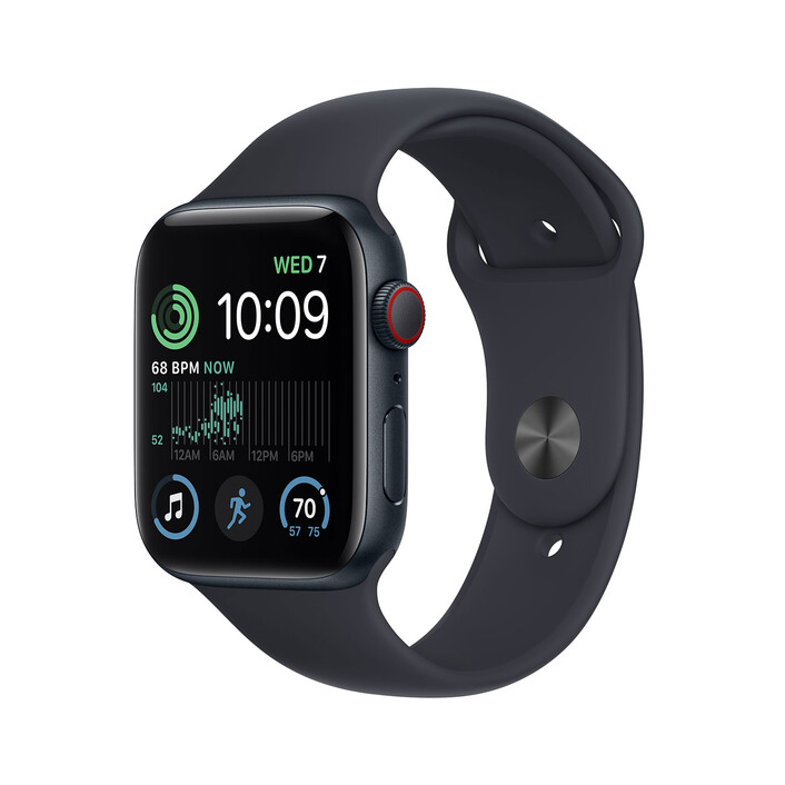 Apple Watch SE GPS + Cellular, Aluminium mitternacht, 44 mm mit Sportarmband, mitternacht>