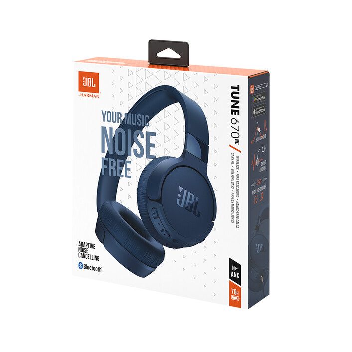 JBL Tune 670NCBT, On-Ear Kopfhörer, blau