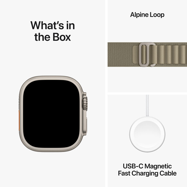 Apple Watch Ultra 2 GPS + Cellular, Titan, 49mm Alpinarmband, medium, oliv