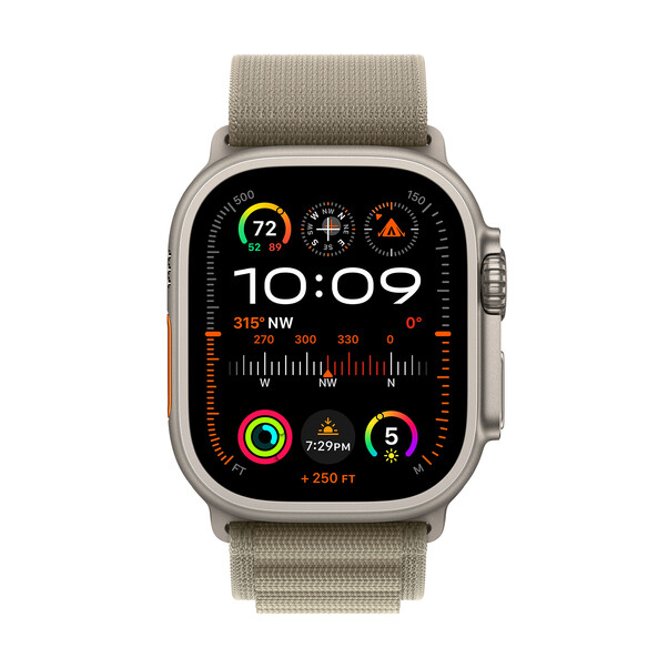 Apple Watch Ultra 2 GPS + Cellular, Titan, 49mm Alpinarmband, large, oliv