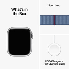 Sie sehen das Produktbild 12 von Apple Watch Series 9 GPS + Cellular, Aluminium silber, 41mm mit Sport Loop, winterblau> Apple Watch Series 9 GPS + Cellular, Aluminium silber, 41mm mit Sport Loop, winterblau>