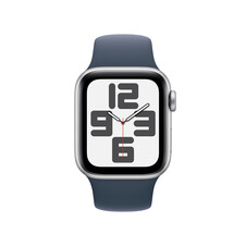Apple Watch SE GPS, Aluminum silber, 40mm mit Sportarmband, sturmblau - S/M>