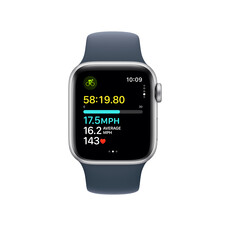 Apple Watch SE GPS, Aluminum silber, 40mm mit Sportarmband, sturmblau - S/M>