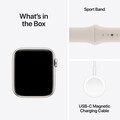 Apple Watch SE GPS, Aluminum polarstern, 44mm mit Sportarmband, polarstern - S/M>