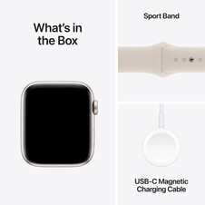 Apple Watch SE GPS, Aluminum polarstern, 44mm mit Sportarmband, polarstern - S/M>