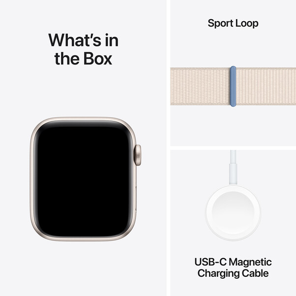 Apple Watch SE GPS, Aluminum polarstern, 44mm mit Sport Loop, polarstern>