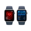 Apple Watch SE GPS, Aluminum silber, 44mm mit Sportarmband, sturmblau - M/L&gt;