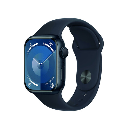 Apple Watch Series 9 GPS, Aluminium mitternacht, 41mm mit Sportarmband, mitternacht - S/M&gt;