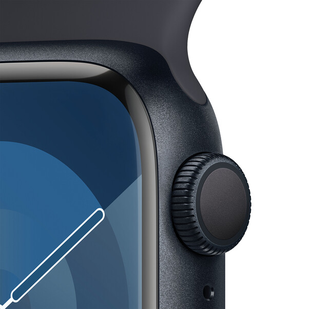 Apple Watch Series 9 GPS, Aluminium mitternacht, 41mm mit Sportarmband, mitternacht - S/M&gt;