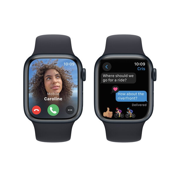 Apple Watch Series 9 GPS, Aluminium mitternacht, 41mm mit Sportarmband, mitternacht - S/M&gt;