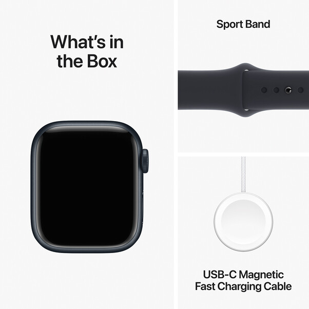 Apple Watch Series 9 GPS, Aluminium mitternacht, 41mm mit Sportarmband, mitternacht - S/M&gt;