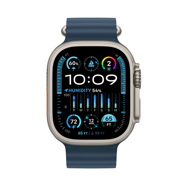 Apple Watch Ultra 2 GPS + Cellular, Titan, 49mm Ocean Armband, blau&gt;