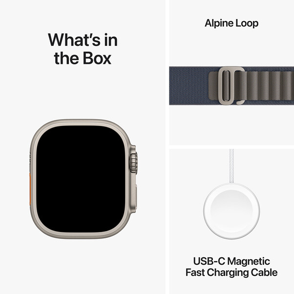 Apple Watch Ultra 2 GPS + Cellular, Titan, 49mm Alpinarmband, large, blau
