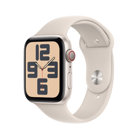 Apple Watch SE GPS + Cellular, Aluminum polarstern, 44mm mit Sportarmband, polarstern - M/L>