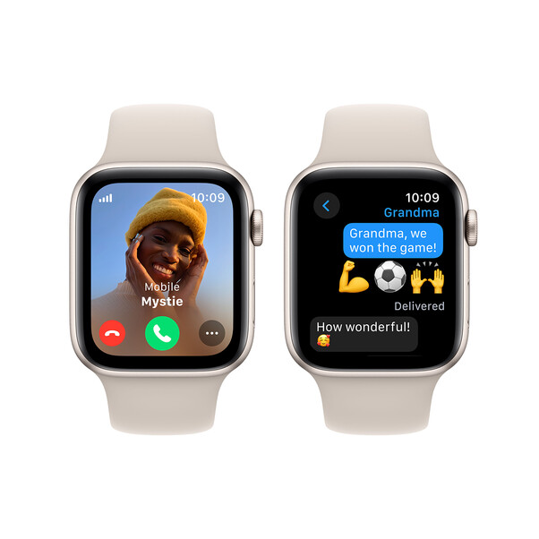 Apple Watch SE GPS + Cellular, Aluminum polarstern, 44mm mit Sportarmband, polarstern - M/L>