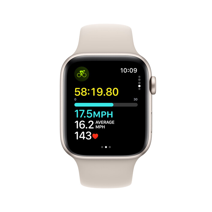 Apple Watch SE GPS + Cellular, Aluminum polarstern, 44mm mit Sportarmband, polarstern - M/L>