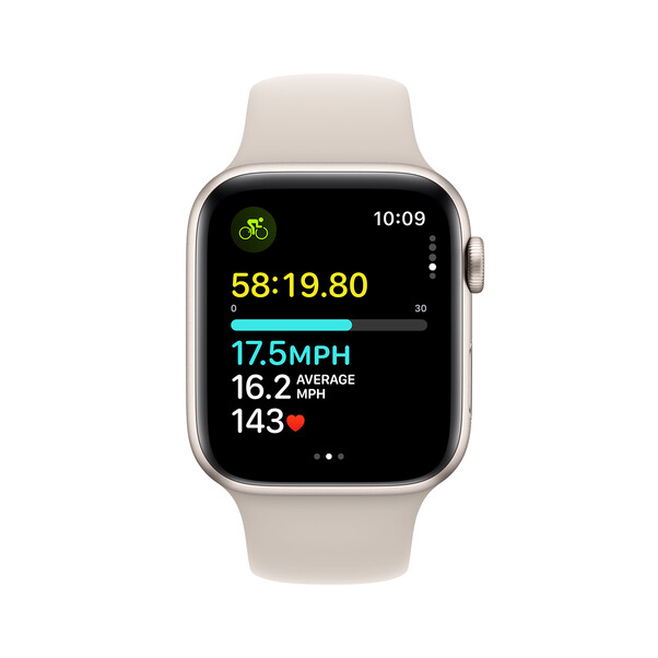 Apple Watch SE GPS + Cellular, Aluminum polarstern, 44mm mit Sportarmband, polarstern - M/L>