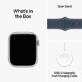 Sie sehen das Produktbild 10 von Apple Watch Series 9 GPS, Aluminium silber, 45mm mit Sportarmband, sturmblau - M/L Apple Watch Series 9 GPS, Aluminium silber, 45mm mit Sportarmband, sturmblau - M/L