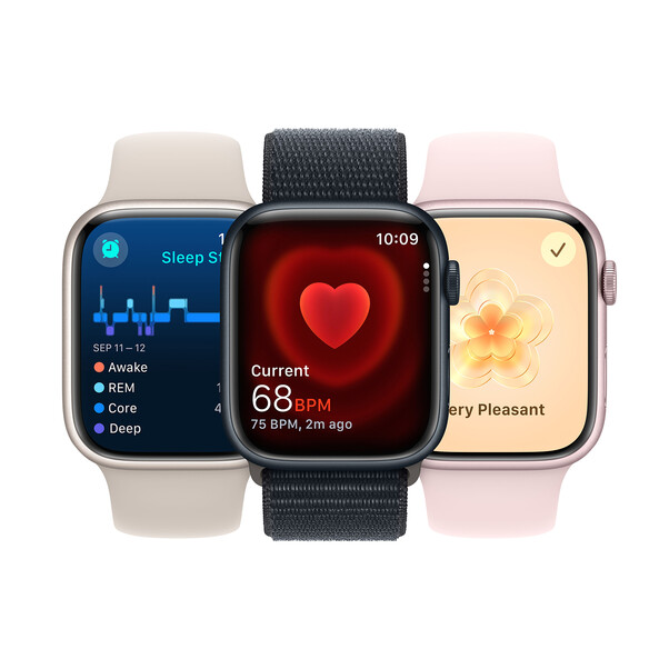 Apple Watch Series 9 GPS + Cellular, Aluminium mitternacht, 45mm mit Sportarmband, mitternacht - M/L