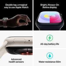 Apple Watch Series 9 GPS + Cellular, Aluminium mitternacht, 45mm mit Sportarmband, mitternacht - M/L
