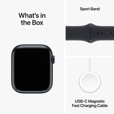 Apple Watch Series 9 GPS + Cellular, Aluminium mitternacht, 45mm mit Sportarmband, mitternacht - M/L