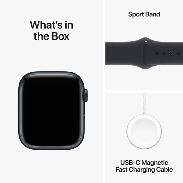 Apple Watch Series 9 GPS + Cellular, Aluminium mitternacht, 45mm mit Sportarmband, mitternacht - M/L