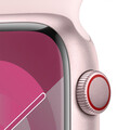 Apple Watch Series 9 GPS + Cellular, Aluminium rosé, 45mm mit Sportarmband, hellrosa - S/M&gt;