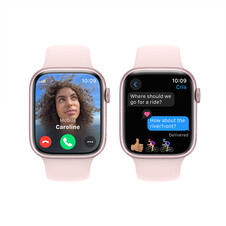 Apple Watch Series 9 GPS + Cellular, Aluminium rosé, 45mm mit Sportarmband, hellrosa - S/M&gt;