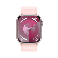 Apple Watch Series 9 GPS + Cellular, Aluminium rosé, 45mm mit Sport Loop, hellrosa>