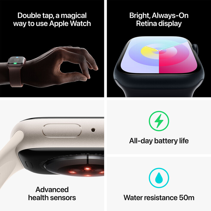 Apple Watch Series 9 GPS + Cellular, Aluminium rosé, 45mm mit Sport Loop, hellrosa>